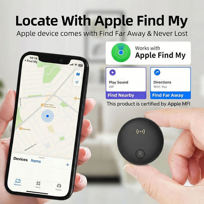 Round Magnetic Find My Locator Tag with One- or Two-Pack Black Options for Vehicles, Bikes and Personal Items