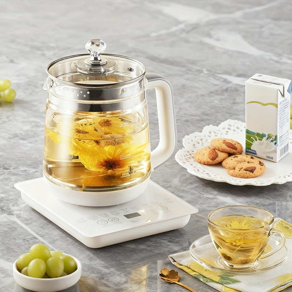 Electric Health Pot Smart Kettle 1.8L Thickened Glass 18 Smart Functions Removable Filter Multi-Functional for Tea Herbal Brewing Camping