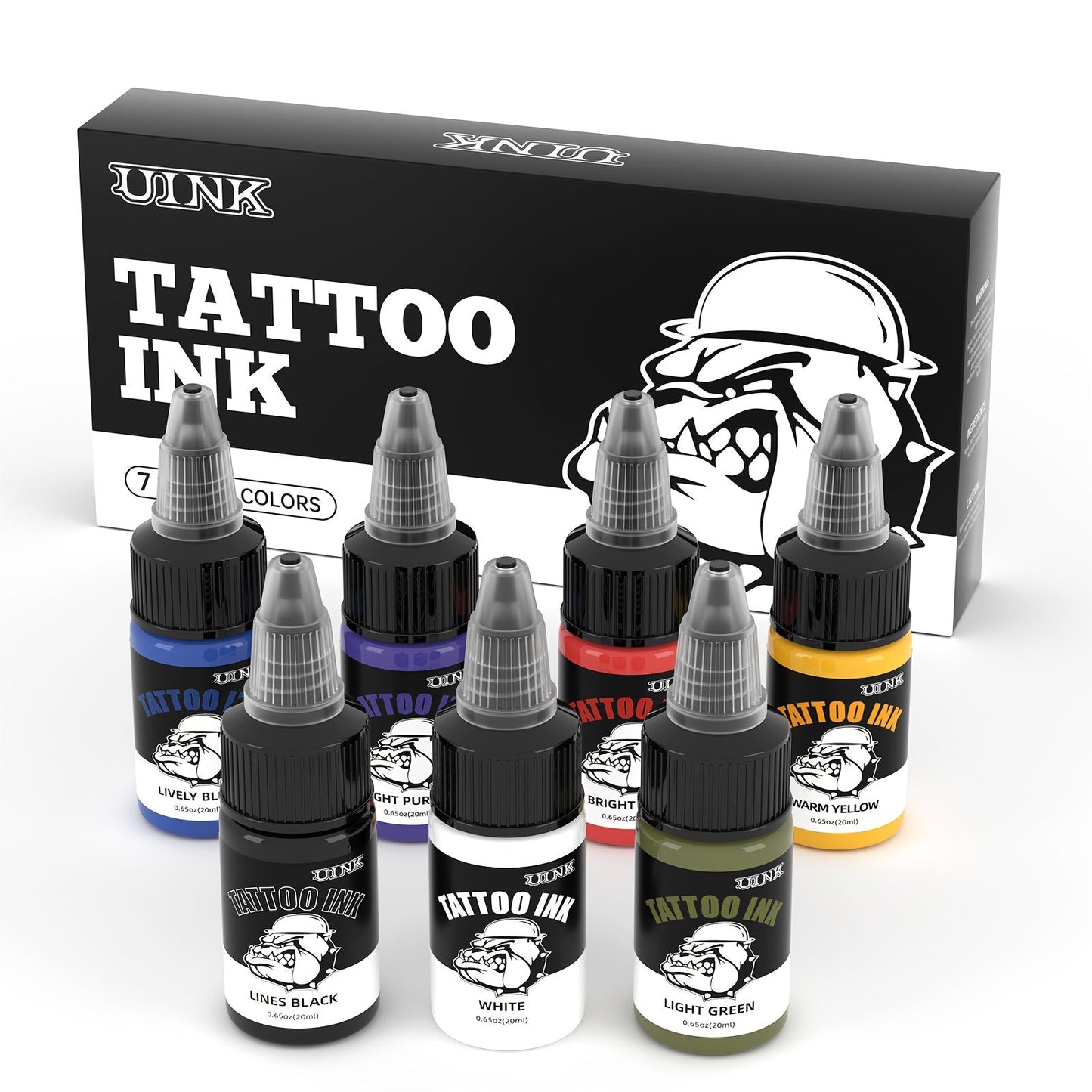 Tattoo Ink Set Professional 7 & 18 Colors 20ml Large Bottle Tattoo Cartridge Ink Kit for Temporary Body Art, Festivals and Costumes