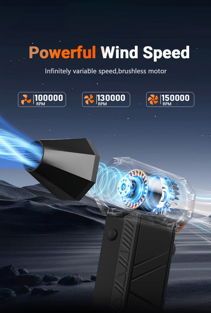 Electric Air Duster 150000RPM 200g Thrust Turbine Blower with Brushless Motor, 3-Speed 100K/130K/150K RPM