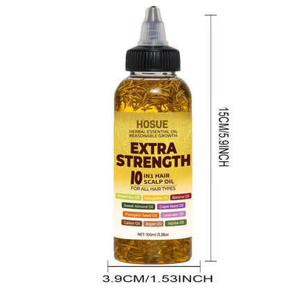 Hair Growth Oil 10-in-1 Botanical Herbal Blend Batana Rosemary Fenugreek Castor Red Onion Ginseng Turmeric Pumpkin Seed Nourishes