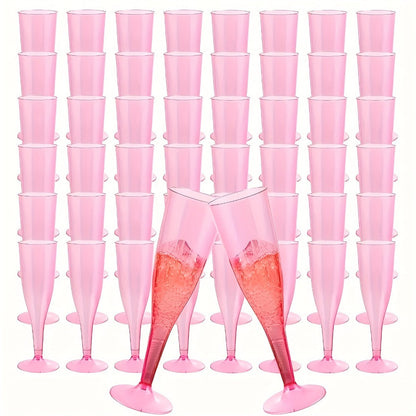 Pink 4.5-Ounce Stemmed Party Flutes in 25- or 50-Piece Packs for Toasts and Event Table Settings