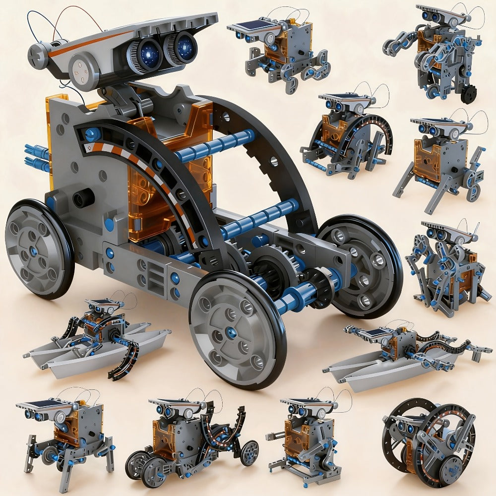 12-in-1 Solar Robot Kit for Kids Ages 8-13, Build Your Own Solar Powered Robot, STEM Engineering Building Toy