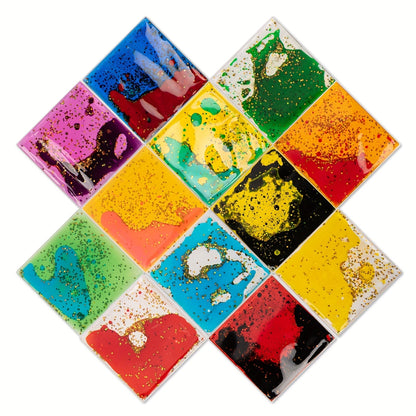 Liquid Motion Tiles 12pcs, Sensory Play Mat Gel Interactive Floor Tiles for Kids, Anxiety & Calming Sensory Toy