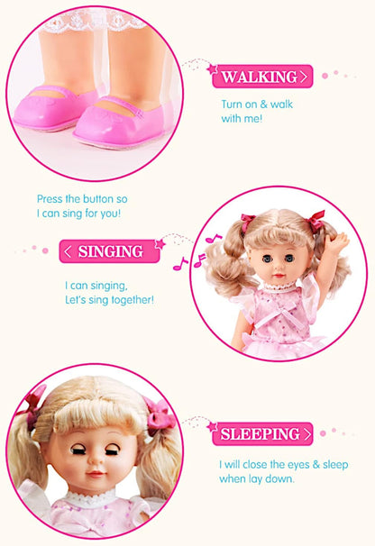 Walking Talking Doll Sonic Control 12 Inch Blonde Princess, Clap Activated Sings Walks Talks, Blinking Blue Eyes