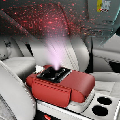 Car Armrest Box Cover Starry Sky Memory Foam Center Console Pad with Type-C USB Charging Port & Storage Pockets