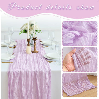Ten-Piece Cheesecloth Table Runner Set, 19.6 x 120 Inches Each in Five Colors for Dining and Events