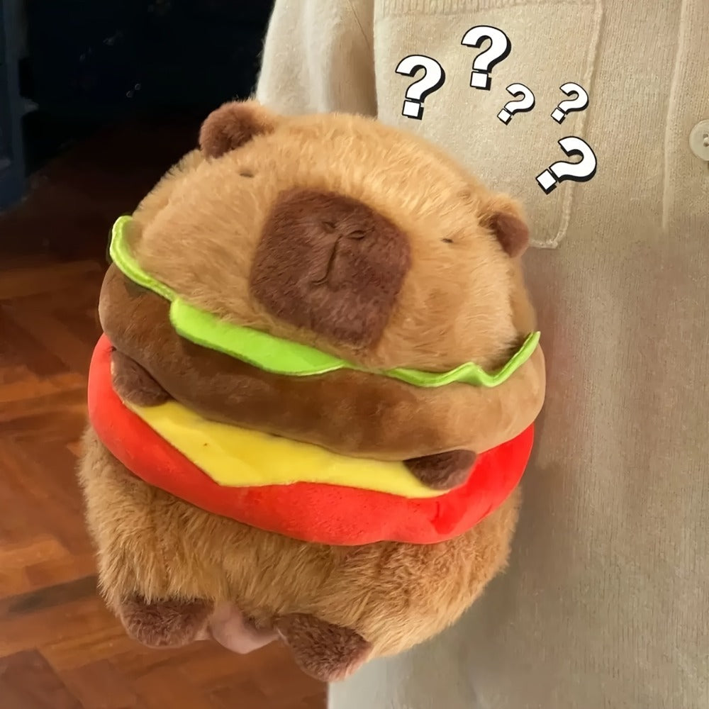 Capybara Plush Stuffed Animal Hamburger Burger Hat Funny Kawaii Plush Toy with the Listed Color, Size or Set Options for Everyday Use