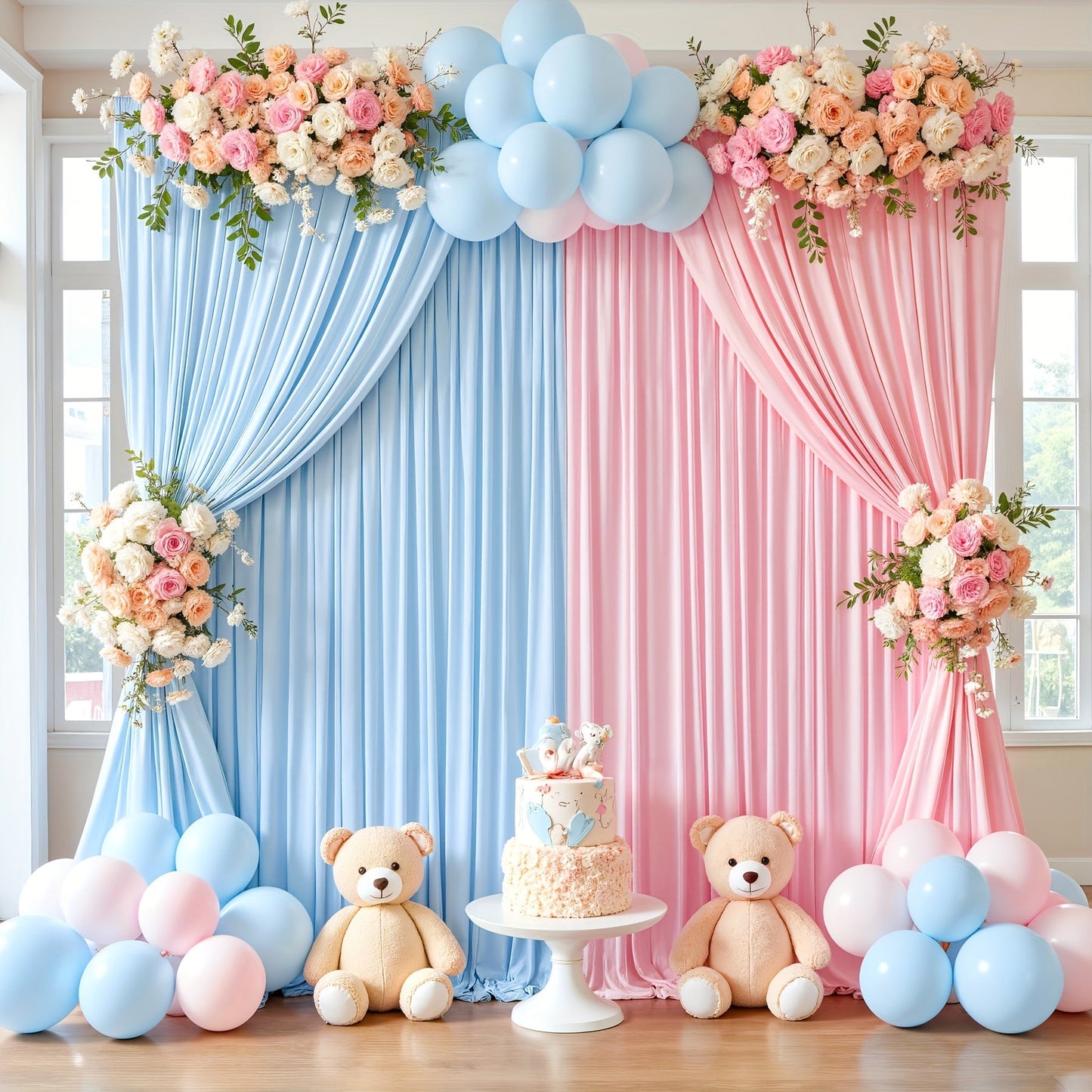 Photography Backdrop 4-Pack 5x10ft Polyester Spandex Background Cloth | Wrinkle-Resistant, Soft & Smooth with Pole Pockets | Wedding