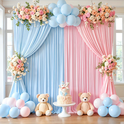 Photography Backdrop 4-Pack 5x10ft Polyester Spandex Background Cloth | Wrinkle-Resistant, Soft & Smooth with Pole Pockets | Wedding
