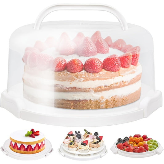 10-Inch Cake Carrier with Lid Plastic Cake Storage Container Cupcake Keeper 2 Handles for Entryways, Bedrooms and Living Spaces