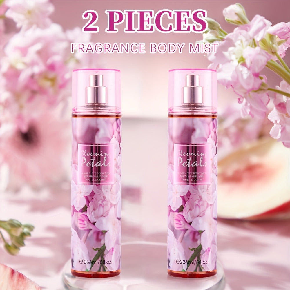 Body & Hair Fragrance Mist for Women 2PCS Set - Perfume Spray 8 fl oz, Fruity Floral Scents Peach Pear Cherry Blossom