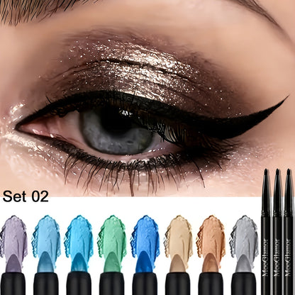 Eyeshadow Sticks and Gel Eyeliner Set 8 or 16PCS Shimmer Highly Pigmented Waterproof, for Makeup, Travel and Everyday Vanity Use