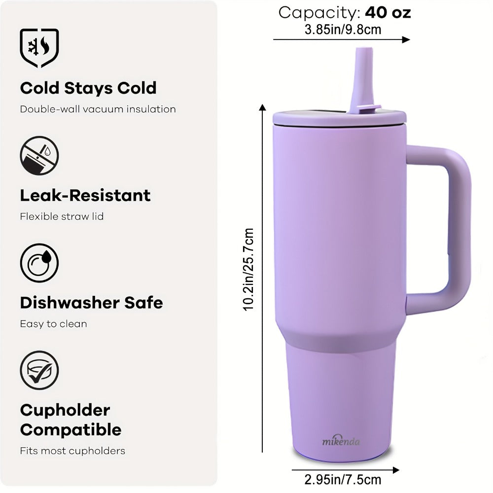 Insulated Tumbler, 40oz Stainless Steel Travel Cup with Lid, Foldable Straw and Six Color Options