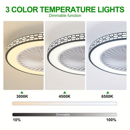 LED Ceiling Fan with Light 20 Inch Modern Flush Mount Adjustable Color Temperature 3000K for Entryways, Bedrooms and Living Spaces