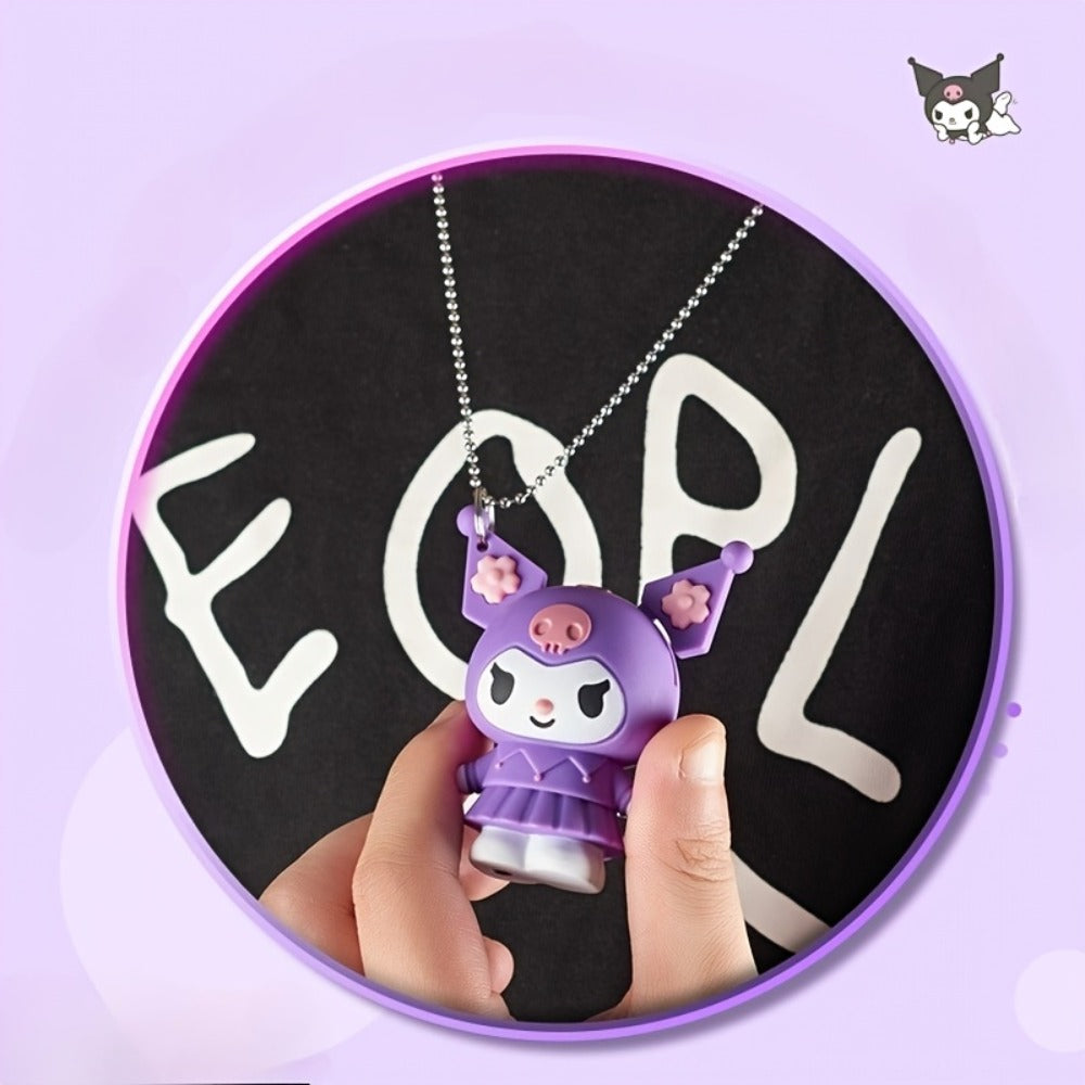 3D Kawaii Anime Figure Lighter with Chain, Cute Kuromi Sanrio Cartoon Open Flame Butane Lighter, Unique Kawaii Gift for Anime Fans