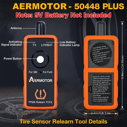 TPMS Relearn Tool 2-in-1 – Tire Pressure Sensor Reset & Activation for Ford & GM | 315MHz 433MHz | EL-50448 Compatible Automotive Diagnostic