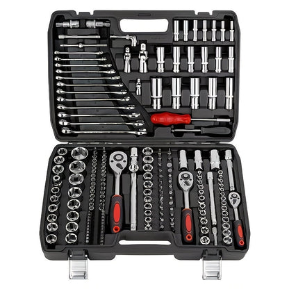 Impact Socket Set in 53, 54, 194 or 518-Piece Options with 3/8-Inch Drive, Metric and Imperial Sizes for Car Repair and DIY