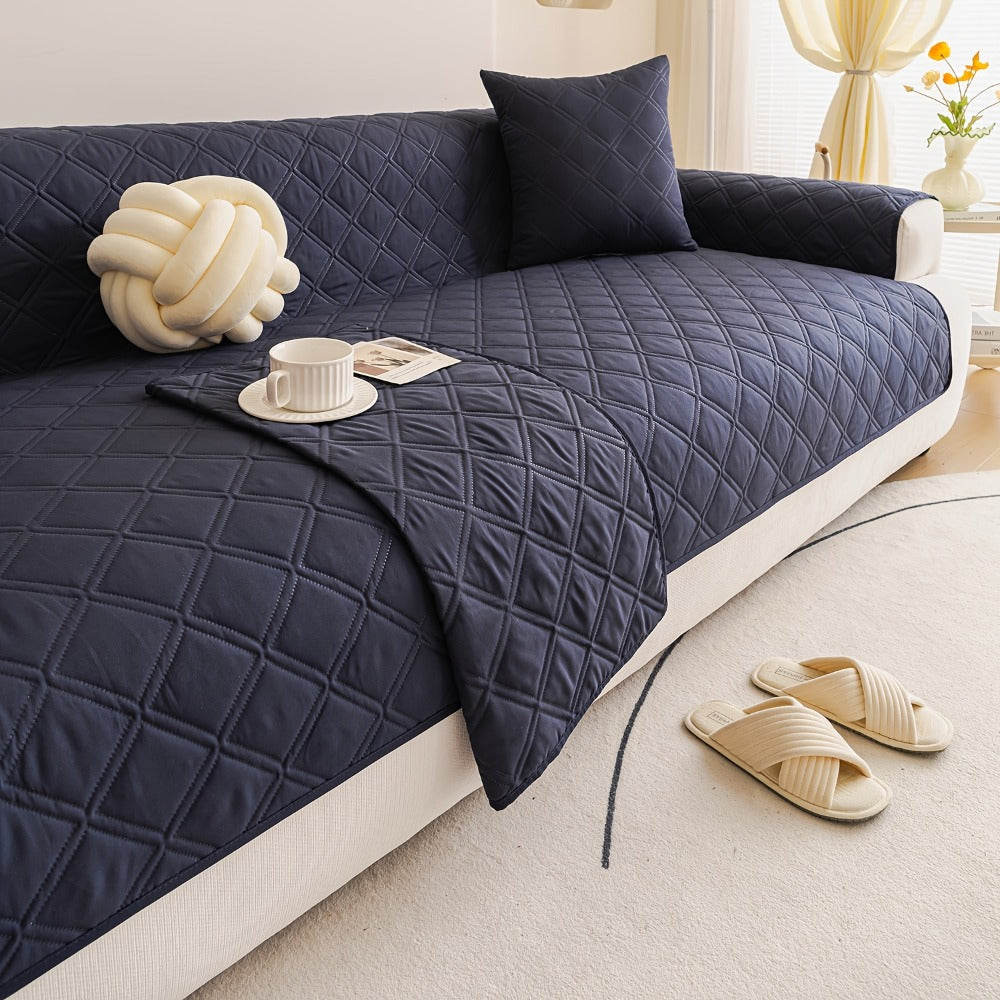Sofa Cover Three-Piece Soundwave Embossed Set with Sofa Panel, Two Armrest Covers and Backing Mat
