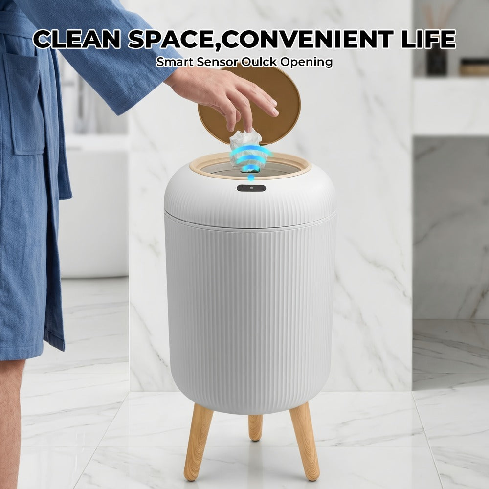 Trash Can Touchless Motion Sensor Garbage Can with Lid 2-Pack 2.64 Gal & 3.17 Gal Smart for Home Cooking, Dining and Outdoor Meals