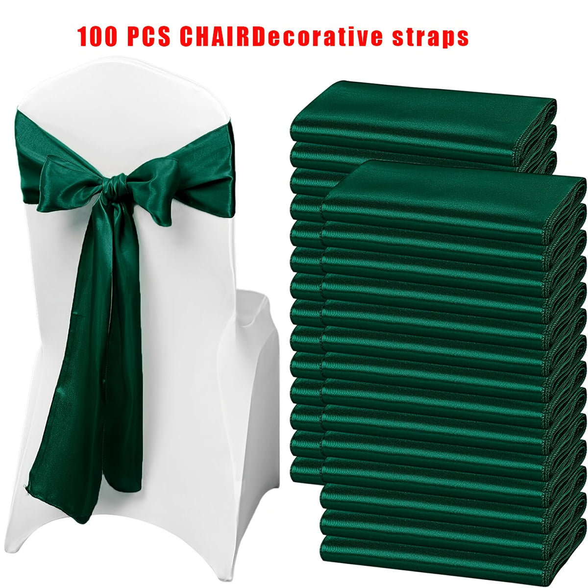 100pcs Satin Chair Sashes Bows for Wedding Banquet Party Event Decoration, 13 Colors, 18×275cm