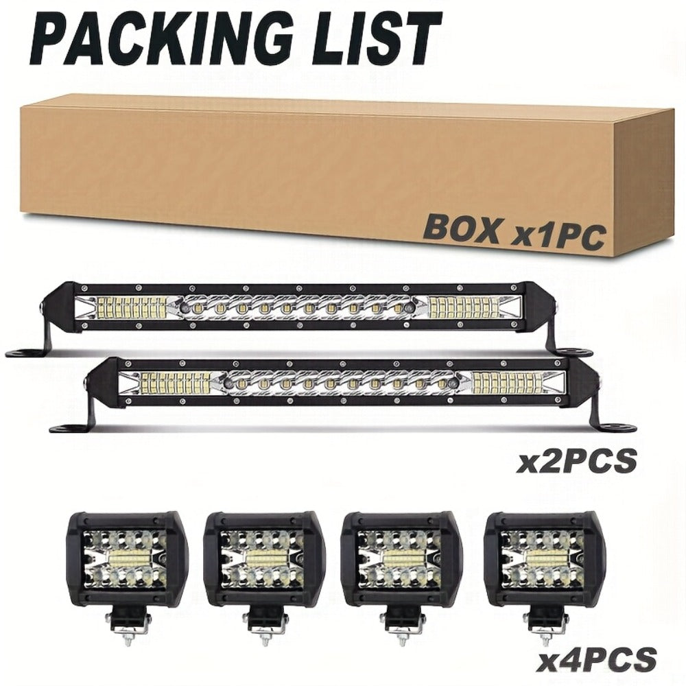 LED Work Light Bar Kit for Off-Road Truck Jeep SUV ATV UTV Tractor, 12-24V 2000-3000LM Combo 22in 10in + 4in Spot Flood Lights