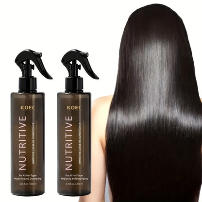 Leave-In Conditioner Spray 2 Bottles 13.53oz Detangler with Snail Serum Anti-Frizz Deep Conditioning Shine-Boosting Moisturizing for Curly