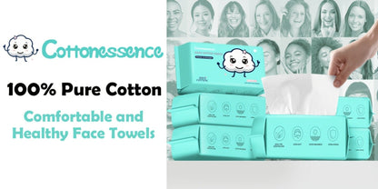 100% Cotton Disposable Face Towels Draw-Style Box 200 400 600 Count, for an Everyday Personal Care Routine
