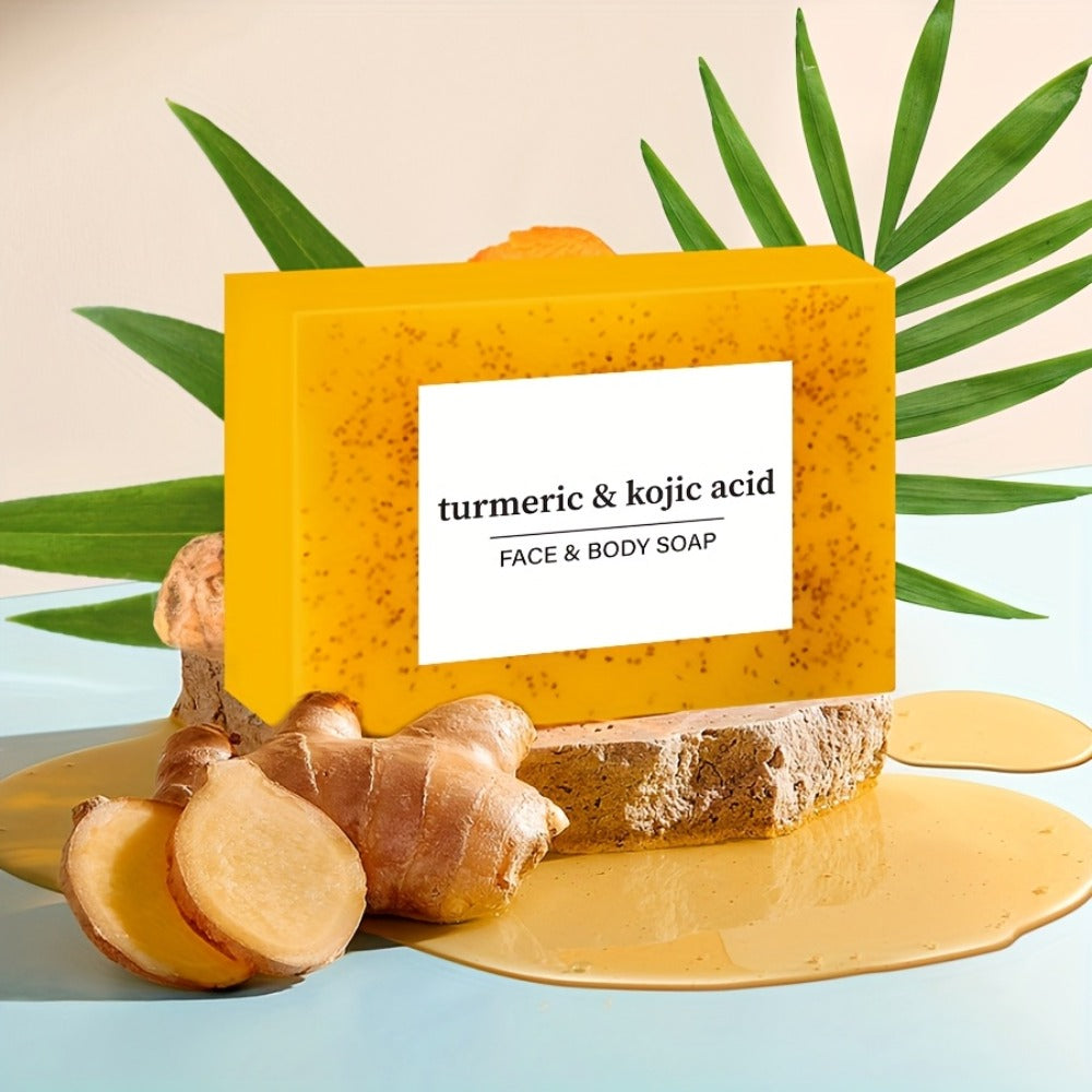 Handmade Turmeric Lemon Soap Bar Set Natural Exfoliating Face Body Cleansing Oil Control Alcohol Free with Lathering Screens 6 / 12pcs