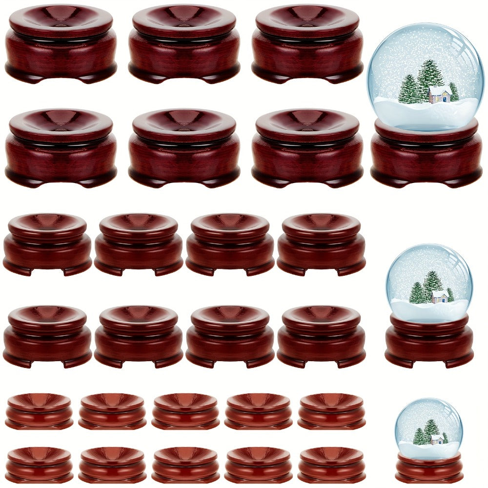 Crystal Sphere Stands 24pcs 3 Sizes, Wood Ball Holder Display Stand for Crystal Balls Eggs Gemstone Rocks