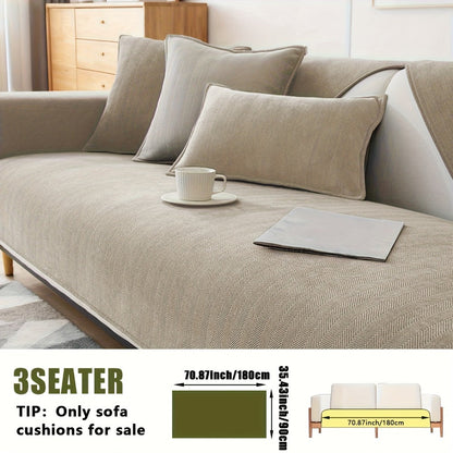 Sofa Cover Ribbed Chenille Stretch Panels for 1 to 4 Seats, Armrests or Cushions with Model-Specific Size and Color Options