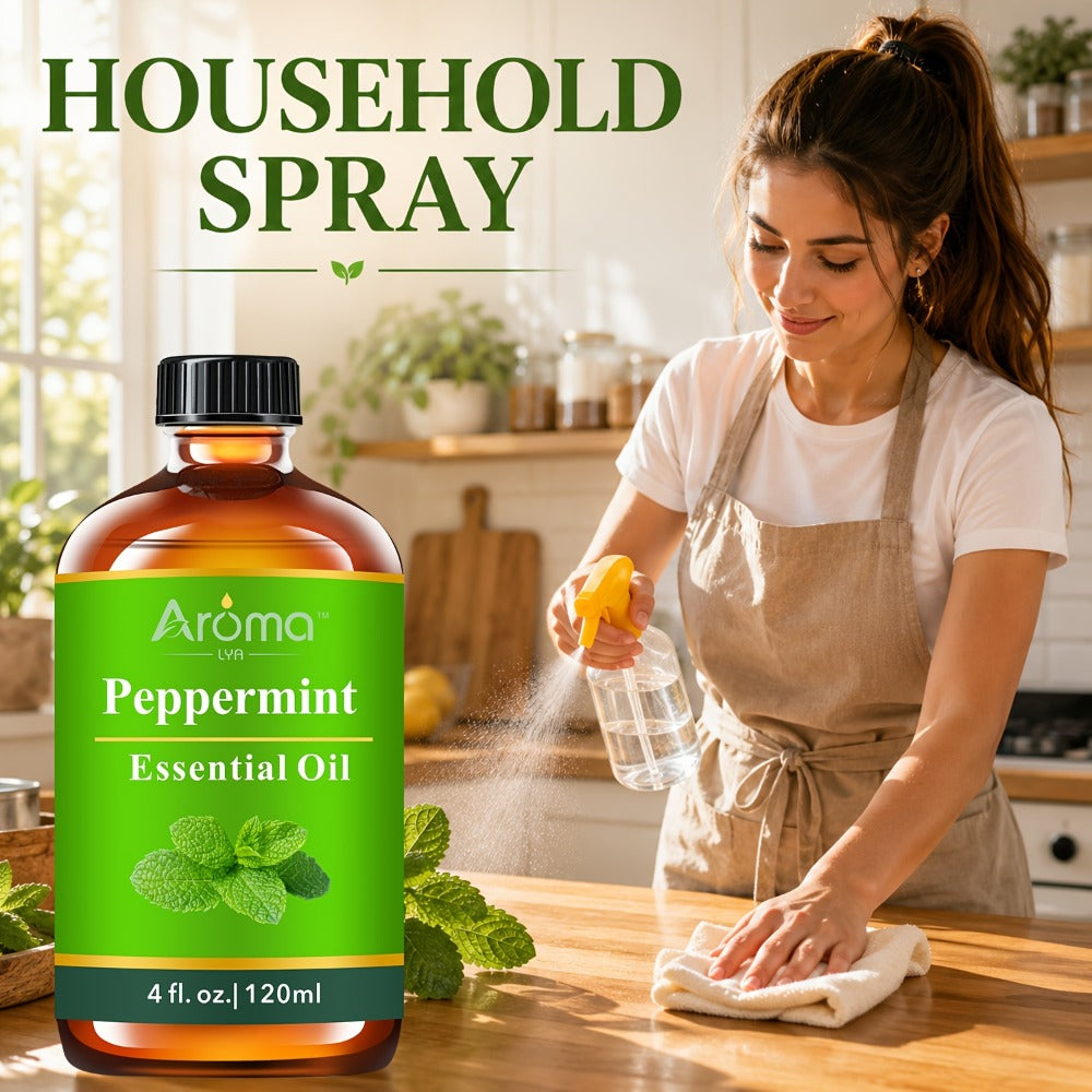 Essential Oil Peppermint 120ml or 10ml Ceramic-Stone Set for Diffuser, Candle and Car Fragrance