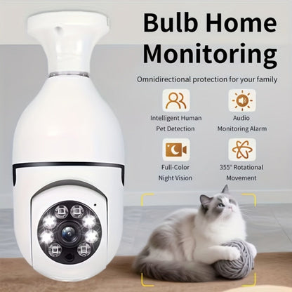 Indoor Security Camera 3MP Bulb-Socket Model with 360° Panoramic View, Dual-Band WiFi and Two-Way Audio