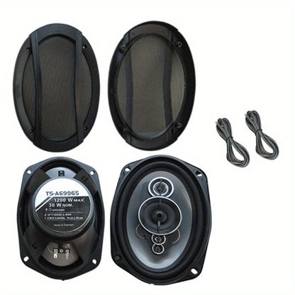 1200W 5-Way Coaxial Car Speakers 6x9 Inch – HiFi Full Range 44Hz-25kHz, 4-Ohm, 89dB Sensitivity, Universal 12V Fit for Car Door Stereo Audio