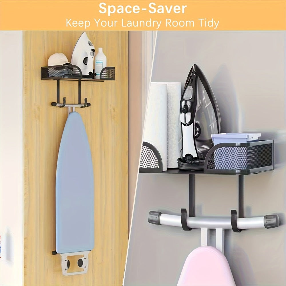 Iron Storage Rack Wall Mounted Carbon Steel Heat Resistant Ironing Board Holder Space Saving for Entryways, Bedrooms and Living Spaces
