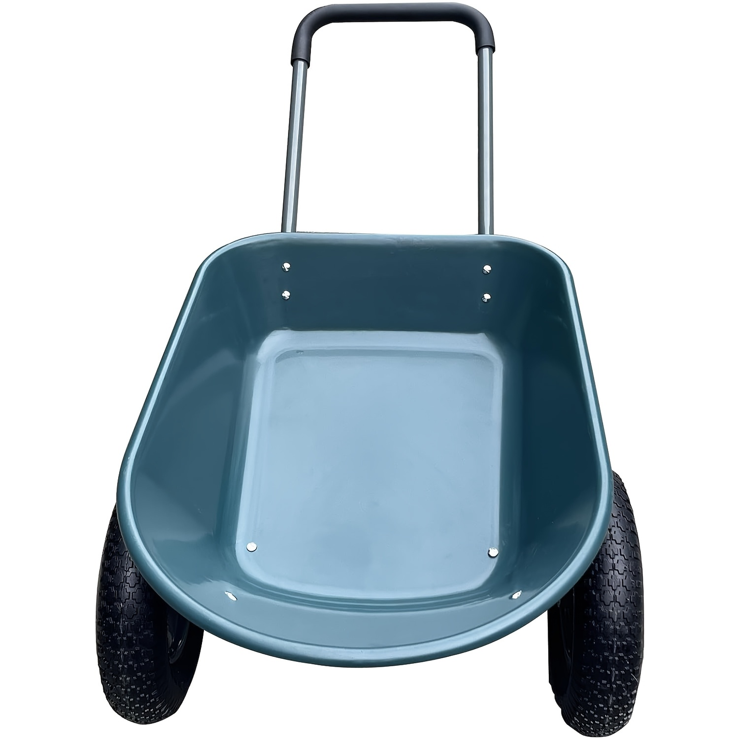 Utility Wagon Poly Bed Steel Frame Dump Cart with Built-in Stand, Towable Wheelbarrow for Garden