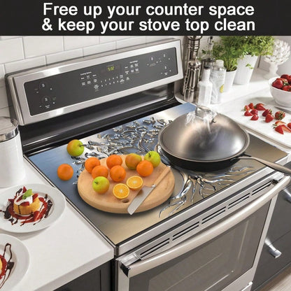 Stove Top Cover Mat Classic Tree Design, Heat-Resistant Decorative Stove Protector Pad with Branches & Leaves