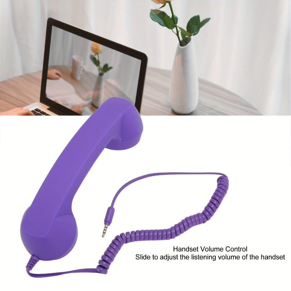 Retro Phone Handset for Smartphone Tablet & Computer, Hands-Free Calling, Volume Control, Clear Sound