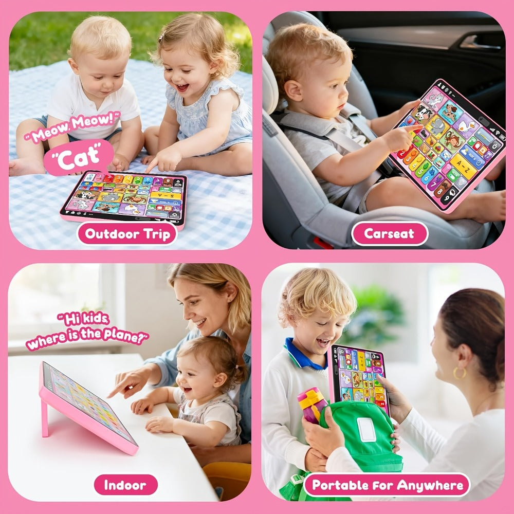 Trilingual Toddler Learning Tablet Toy, 39 Buttons 4 Play Modes Alphabet Numbers Colors Animals Music