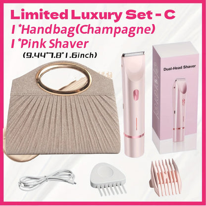 Bikini Trimmer for Women 2-in-1 Dual Head IPX7 Waterproof Electric Shaver Body Hair Trimmer Facial Hair Remover Bikini Underarm Leg Arm Face