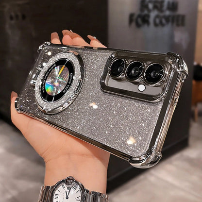 Phone Case Glitter Sparkle Cover with Detachable Kickstand Bracket for Select Samsung Galaxy S22-S26 Models