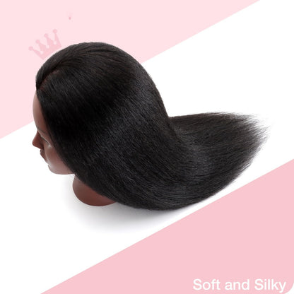 Mannequin Head with Hair 18 Inch Cosmetology Training Practice Doll Head | Hair Styling Cutting Braiding Clamp Holder Comb Clip Students