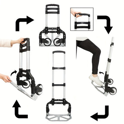 Compact Folding Aluminum Hand Truck with Telescoping Handle, 165 lb Load Label and Four Color Options