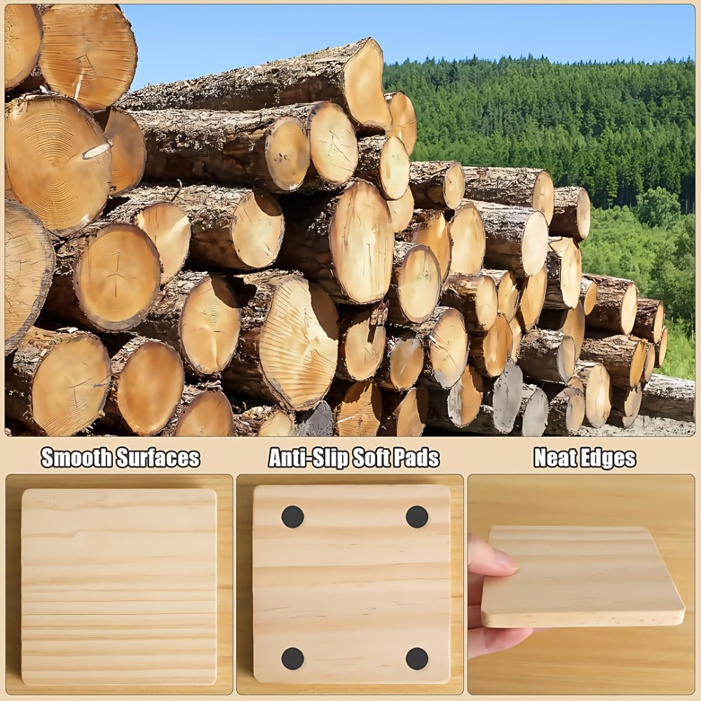 Unfinished Wood Coaster Blanks 4 Inch Round Square DIY Craft Supplies for Painting Engraving for Entryways, Bedrooms and Living Spaces