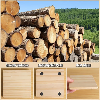 Unfinished Wood Coaster Blanks 4 Inch Round Square DIY Craft Supplies for Painting Engraving for Entryways, Bedrooms and Living Spaces