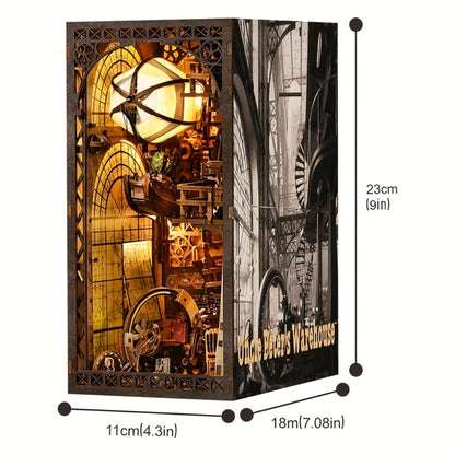 Book Nook Kit DIY Wooden 3D Puzzle Corner Alley Bookshelf Insert Miniature Street Scene Home Decor Handmade Gift for Adults Teens Halloween