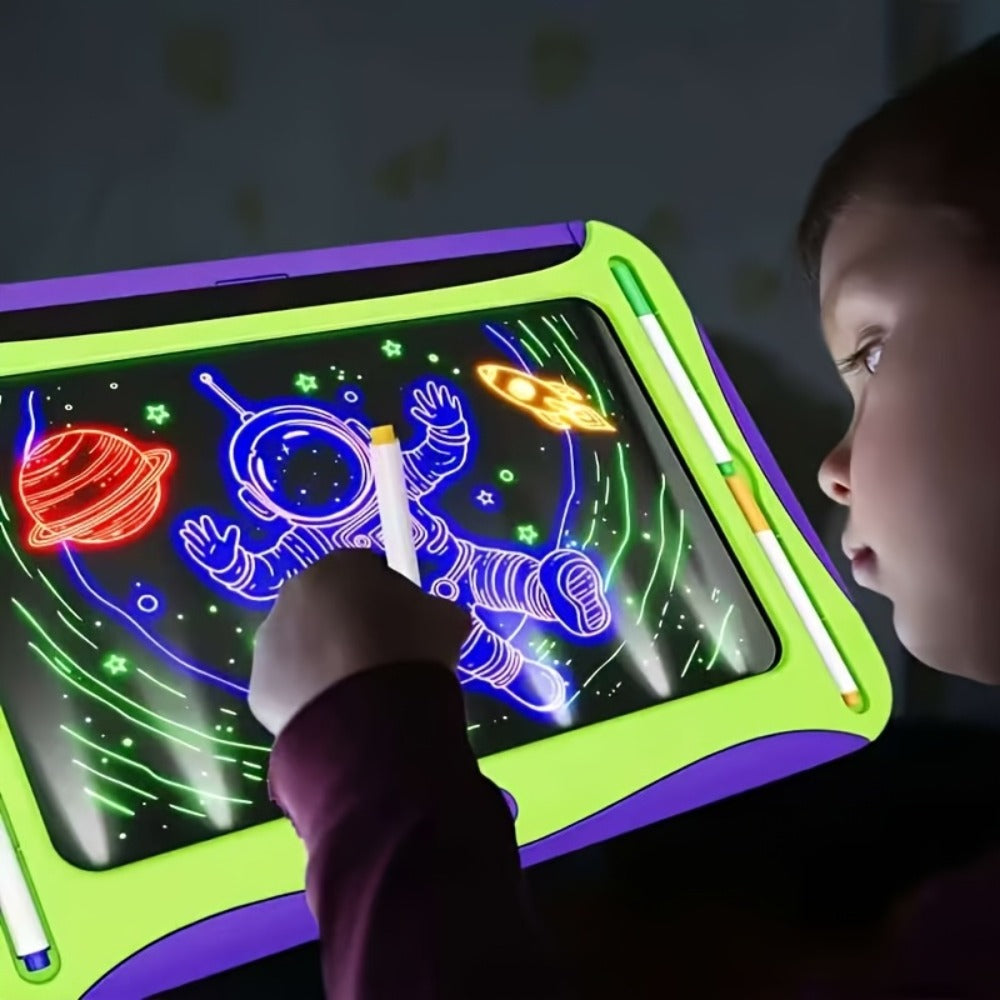 Magic LED Drawing Board for Kids with 15 Double-Sided Tracing Cards & 6 Markers, Light Up Luminous Art Board for Boys & Girls Ages 3-8