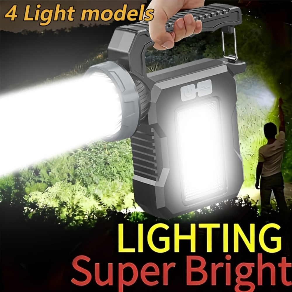 Solar Flashlight USB Rechargeable Ultra-Bright LED, 4 Lighting Modes Portable Solar Torch with Battery Indicator