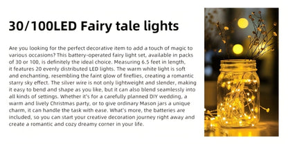 Fairy Lights Battery Operated with Batteries Included, 6.5ft 20 LED Silver Wire Mini String Lights