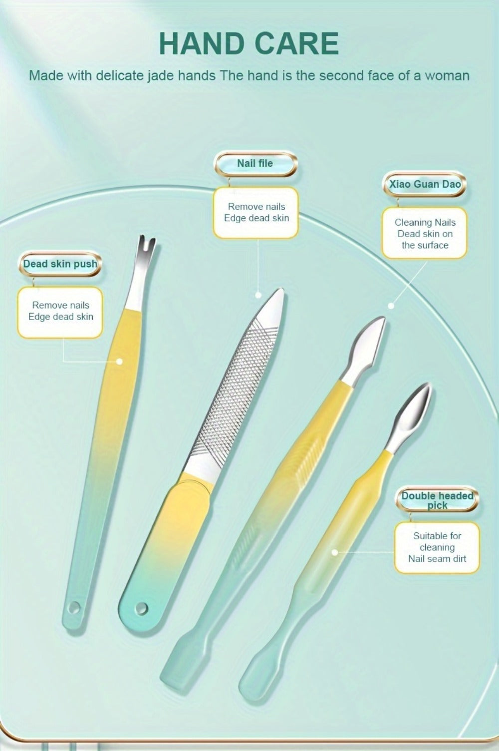 Eighteen-Piece Manicure and Pedicure Kit with Gradient Case, Clippers, Scissors, Files and Pushers